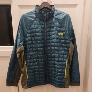 The North Face Men's Blue and Olive Green Lightweight Down Puffer Jacket